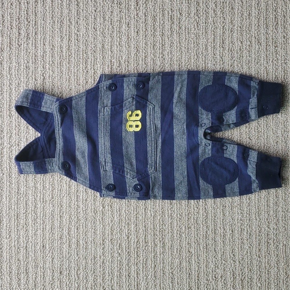 George striped cotton overalls, size 3-6m
